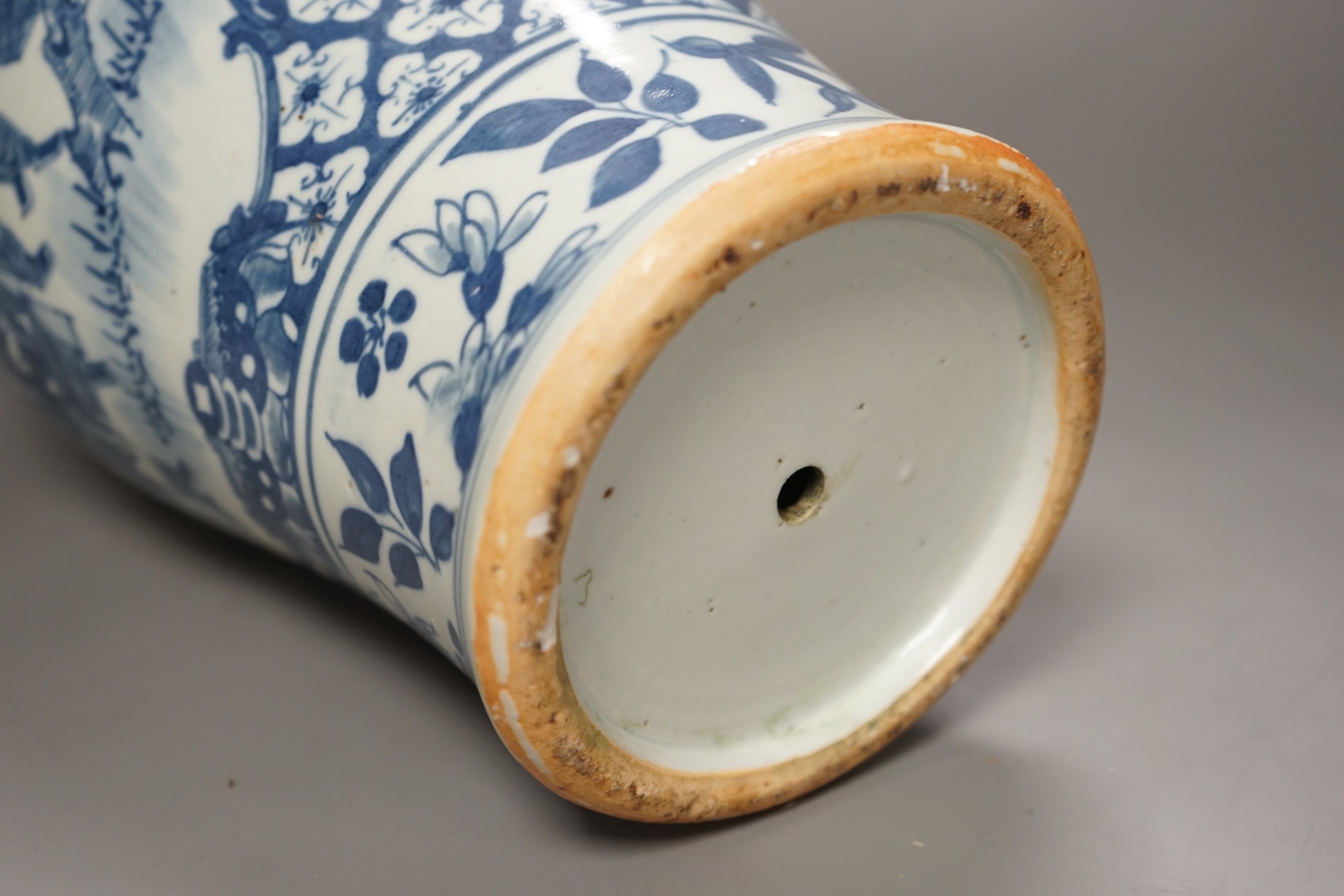 A 19th century Chinese blue and white 'Tradesmen' vase, 40cm